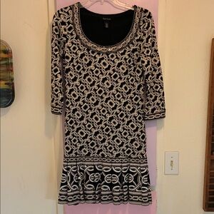 White House Black Market Geometric Black and White Dress